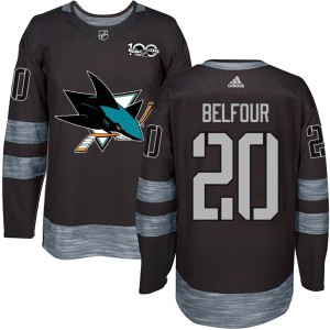 Ed Belfour Youth San Jose Sharks Authentic Black 1917-2017 100th Anniversary Jersey