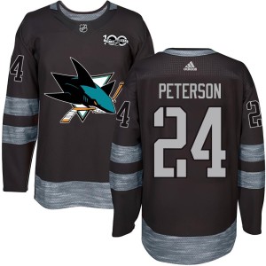 Jacob Peterson Youth San Jose Sharks Authentic Black 1917-2017 100th Anniversary Jersey