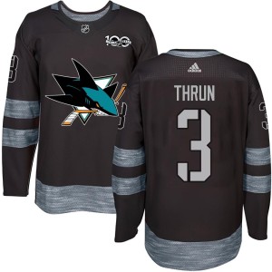 Henry Thrun Youth San Jose Sharks Authentic Black 1917-2017 100th Anniversary Jersey