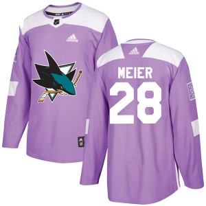 Timo Meier Men's Adidas San Jose Sharks Authentic Purple Hockey Fights Cancer Jersey