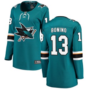 Nick Bonino Women's Fanatics Branded San Jose Sharks Breakaway Teal Home Jersey