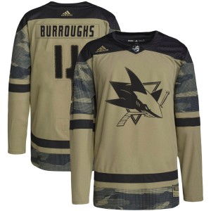 Kyle Burroughs Youth Adidas San Jose Sharks Authentic Camo Military Appreciation Practice Jersey