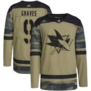Adam Graves Youth Adidas San Jose Sharks Authentic Camo Military Appreciation Practice Jersey