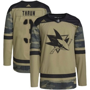 Henry Thrun Youth Adidas San Jose Sharks Authentic Camo Military Appreciation Practice Jersey