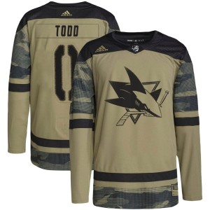 Nathan Todd Youth Adidas San Jose Sharks Authentic Camo Military Appreciation Practice Jersey