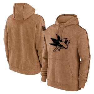 Youth San Jose Sharks Brown 2023 Salute to Service Club Pullover Hoodie