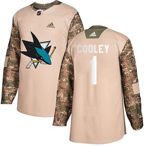 Devin Cooley Youth Adidas San Jose Sharks Authentic Camo Veterans Day Practice Jersey