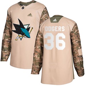 Jeff Odgers Youth Adidas San Jose Sharks Authentic Camo Veterans Day Practice Jersey