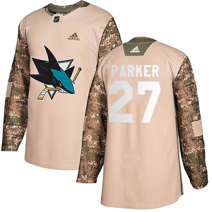 Scott Parker Youth Adidas San Jose Sharks Authentic Camo Veterans Day Practice Jersey