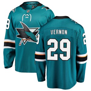 Mike Vernon Youth Fanatics Branded San Jose Sharks Breakaway Teal Home Jersey