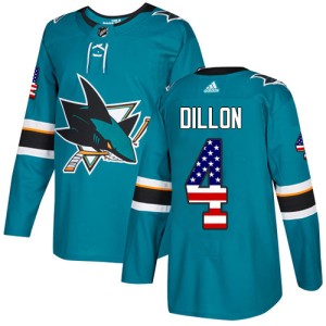 Brenden Dillon Men's Adidas San Jose Sharks Authentic Green Teal USA Flag Fashion Jersey