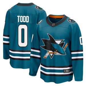 Nathan Todd Youth Fanatics Branded San Jose Sharks Breakaway Teal Home 2nd Jersey