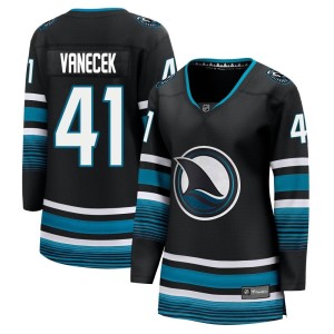 Vitek Vanecek Women's Fanatics Branded San Jose Sharks Premier Black Breakaway Alternate Jersey