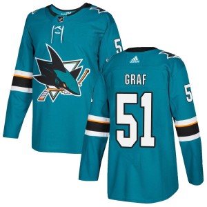 Collin Graf Youth Adidas San Jose Sharks Authentic Teal Home Jersey