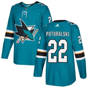 Andrew Poturalski Youth Adidas San Jose Sharks Authentic Teal Home Jersey