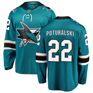 Andrew Poturalski Men's Fanatics Branded San Jose Sharks Breakaway Teal Home Jersey