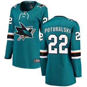 Andrew Poturalski Women's Fanatics Branded San Jose Sharks Breakaway Teal Home Jersey