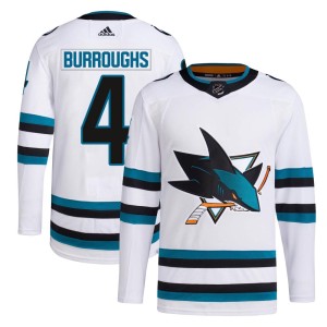Kyle Burroughs Men's Adidas San Jose Sharks Authentic White Away Primegreen Jersey