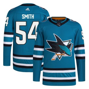 Givani Smith Men's Adidas San Jose Sharks Authentic Teal Home Primegreen Jersey