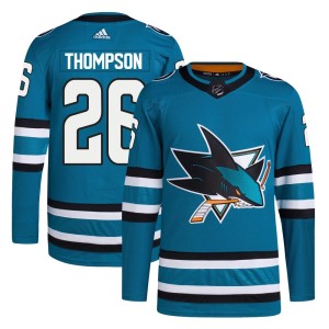 Jack Thompson Men's Adidas San Jose Sharks Authentic Teal Home Primegreen Jersey