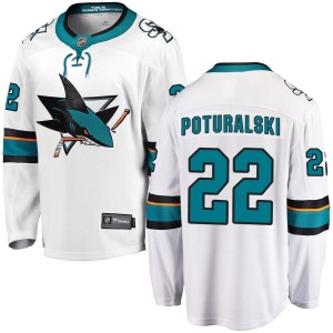 Andrew Poturalski Youth Fanatics Branded San Jose Sharks Breakaway White Away Jersey