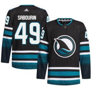 Scott Sabourin Men's Adidas San Jose Sharks Authentic Black Alternate Primegreen Jersey