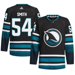 Givani Smith Men's Adidas San Jose Sharks Authentic Black Alternate Primegreen Jersey